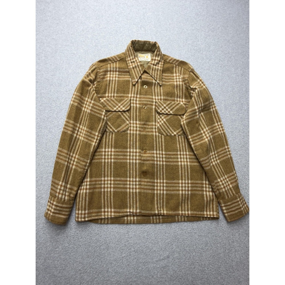 Vintage Cranbrook‎ Jacket Mens Medium Brown Plaid Wool Quilted Lined Workwear